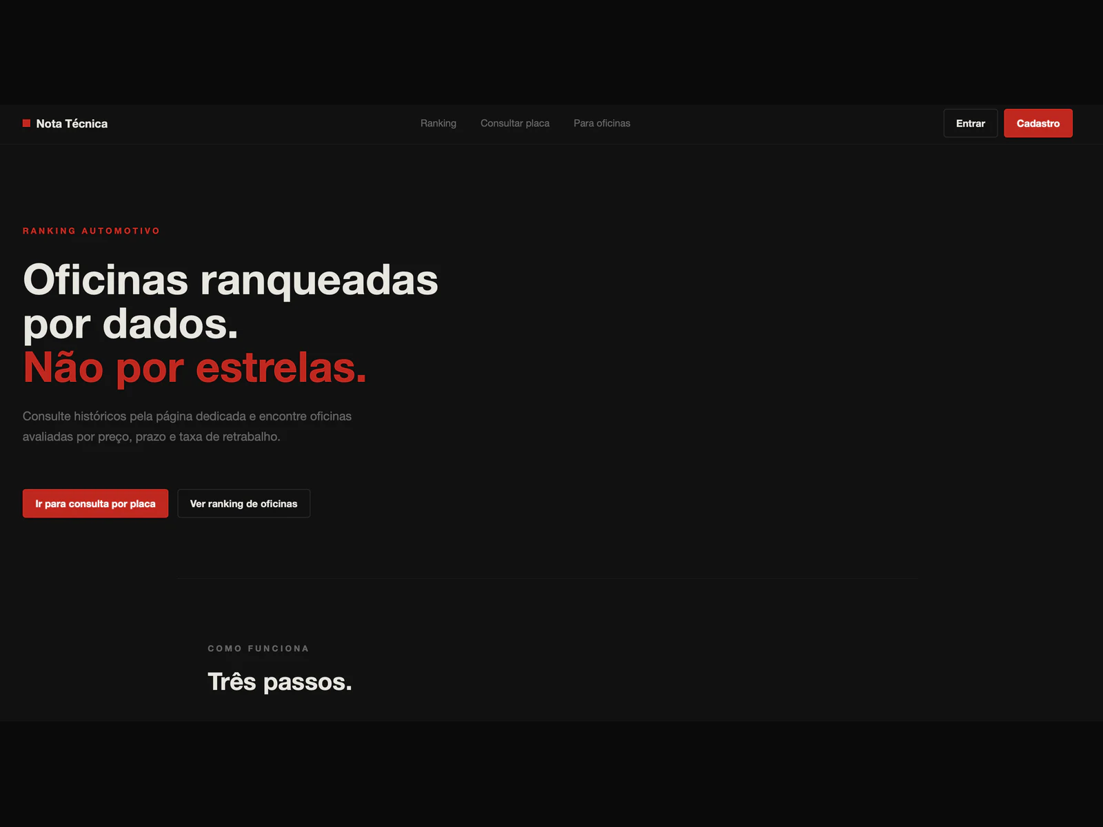 Página inicial da plataforma Nota Técnica